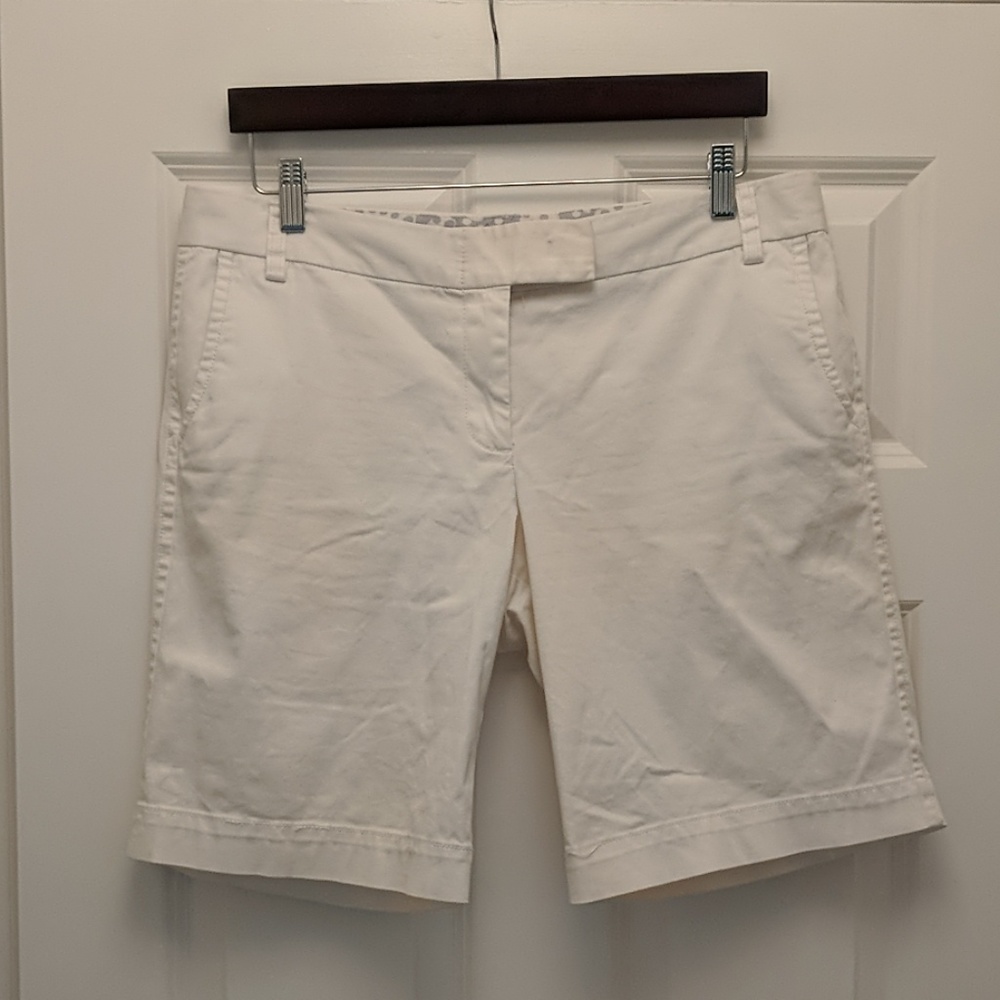 JCREW White Bermuda Shorts.